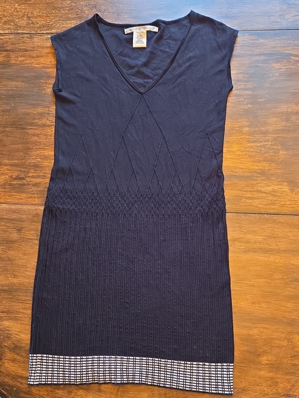 Max Studio Black Knit Midi Dress with Contrast Hem